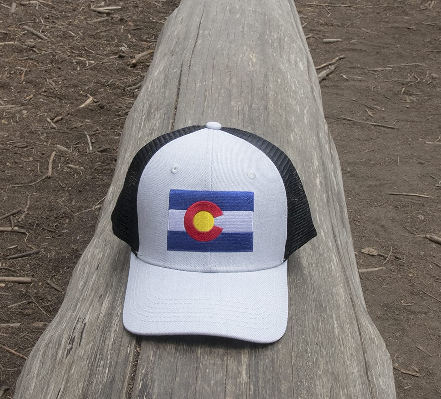 Colorado Flag Trucker Baseball Snapback Hat (Grey Black) - International Tie